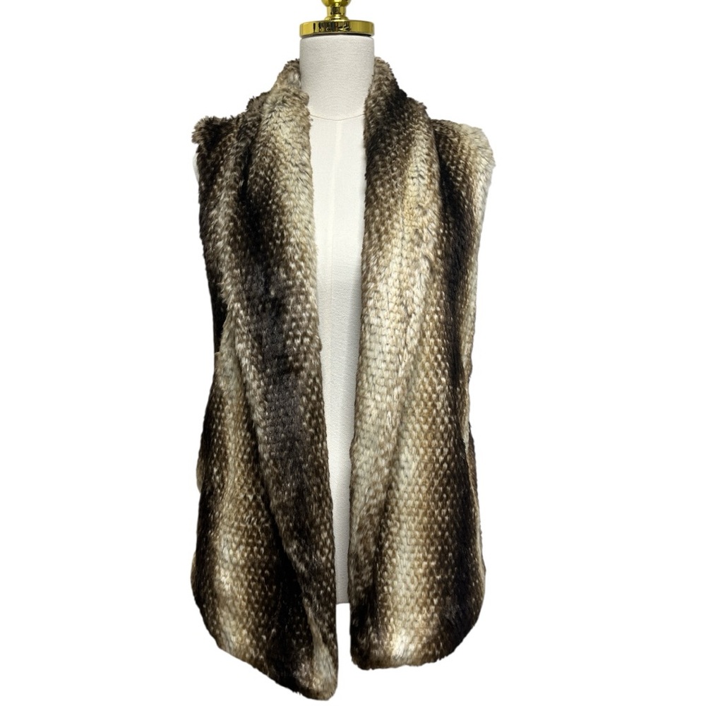 Show Me Your MuMu Fausta Faux Fur Women’s Vest in brown and Cream 
Size M